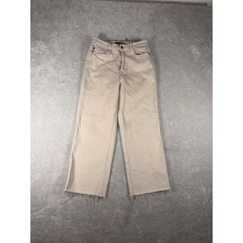 judy‎ blue beige wide leg crop jeans 5/27 raw hem fray